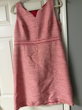 White House Black Market Pink Sleeveless Textured A-Line Dress